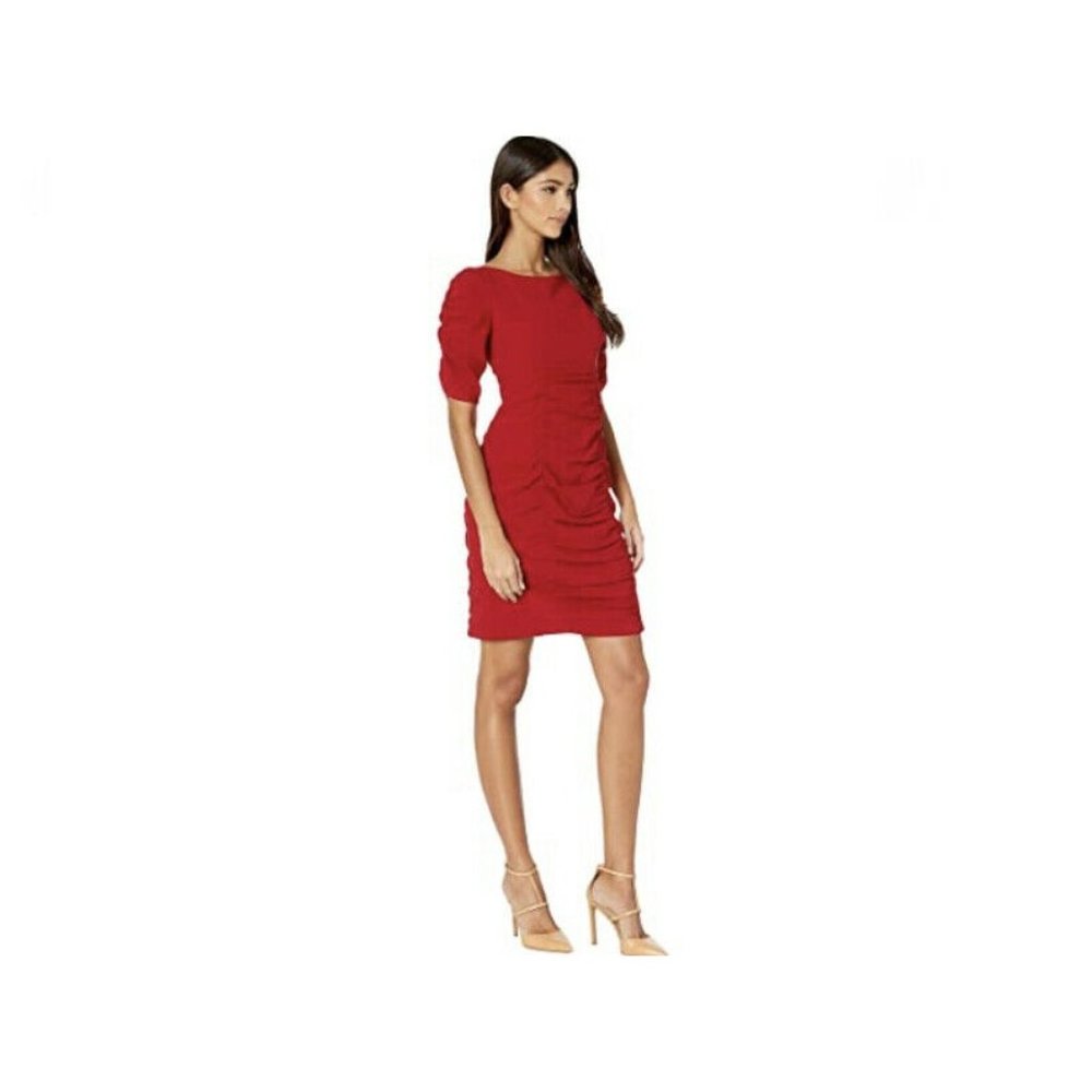 Nanette Lepore Ruched Short Sleeve Cocktail Dress - Picture 4 of 12